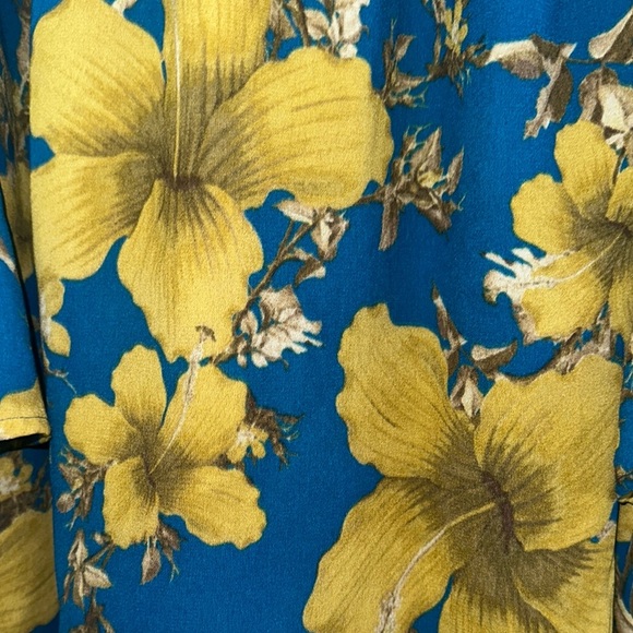 Floral Blue and Yellow Women's Top - Picture 2 of 7